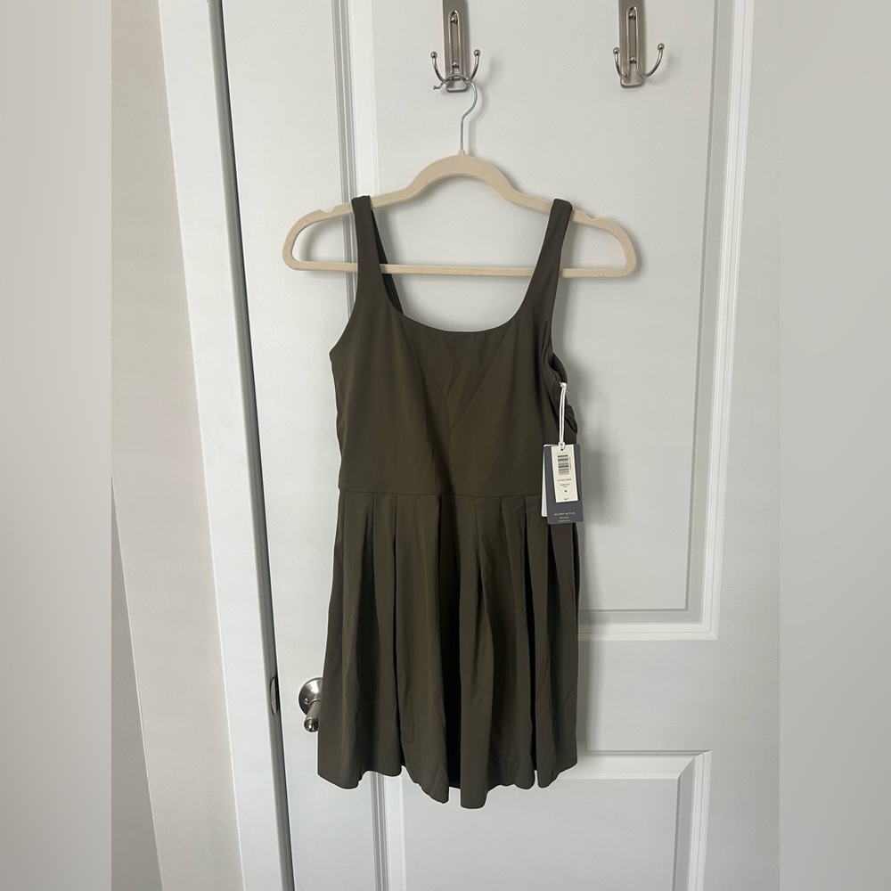 Z supply pleated exercise dress with built in biker shorts